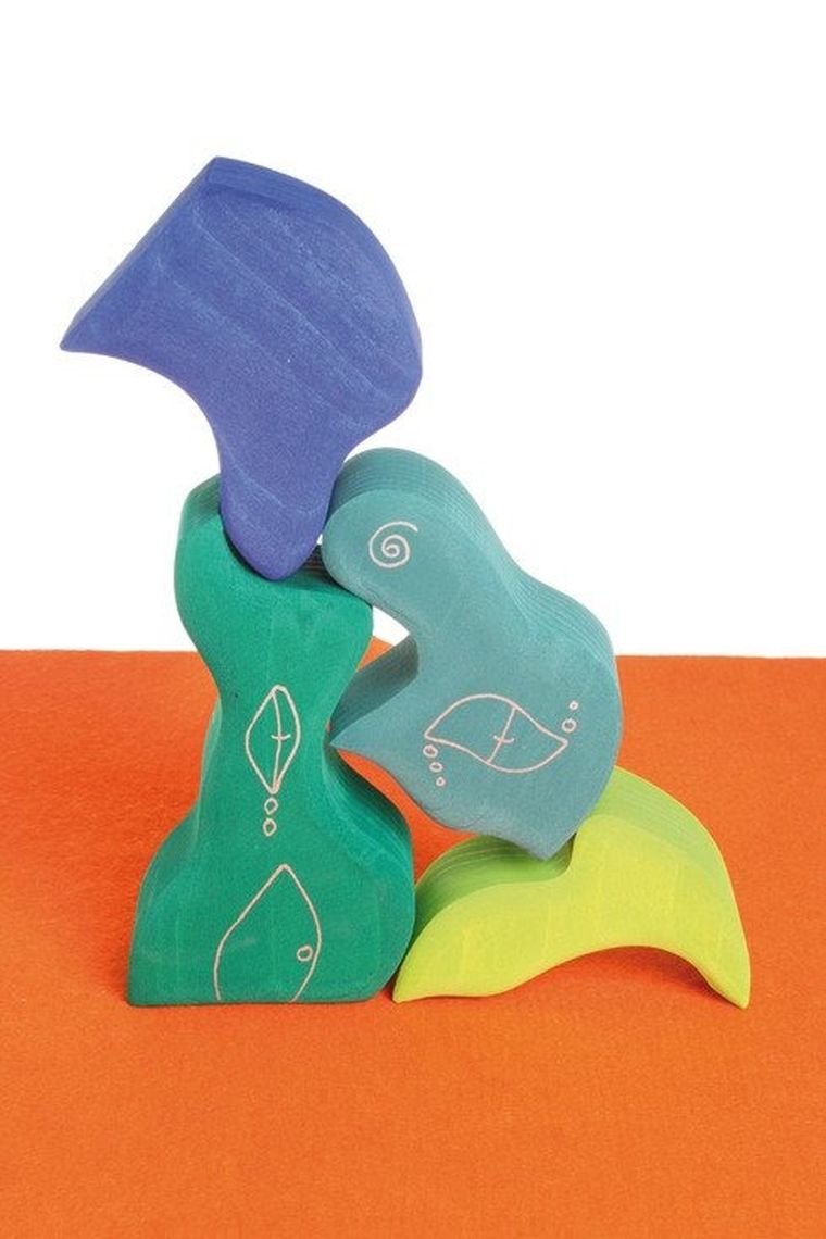 Grimm's, kształty wodne, klocki drewniane, niebieskie