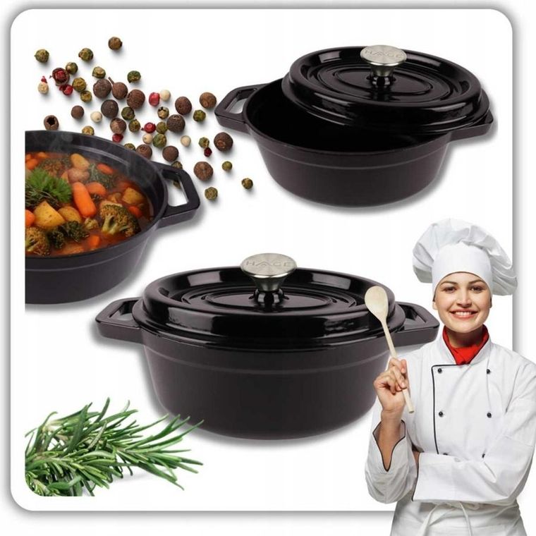 Hage, emaliowana brytfanna żeliwna, forma do chleba, czarna, 2,85l