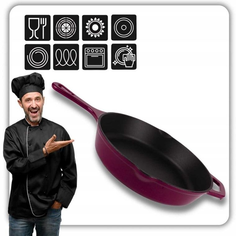 Hage, emaliowana patelnia żeliwna, fioletowa, 26 cm