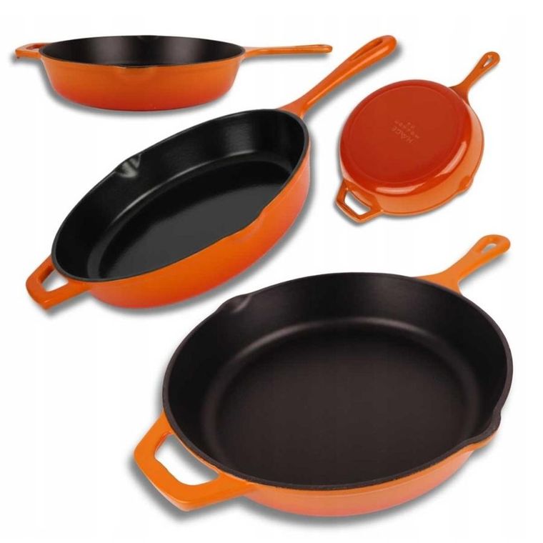 Hage, emaliowana patelnia żeliwna, pomarańczowa, 26 cm