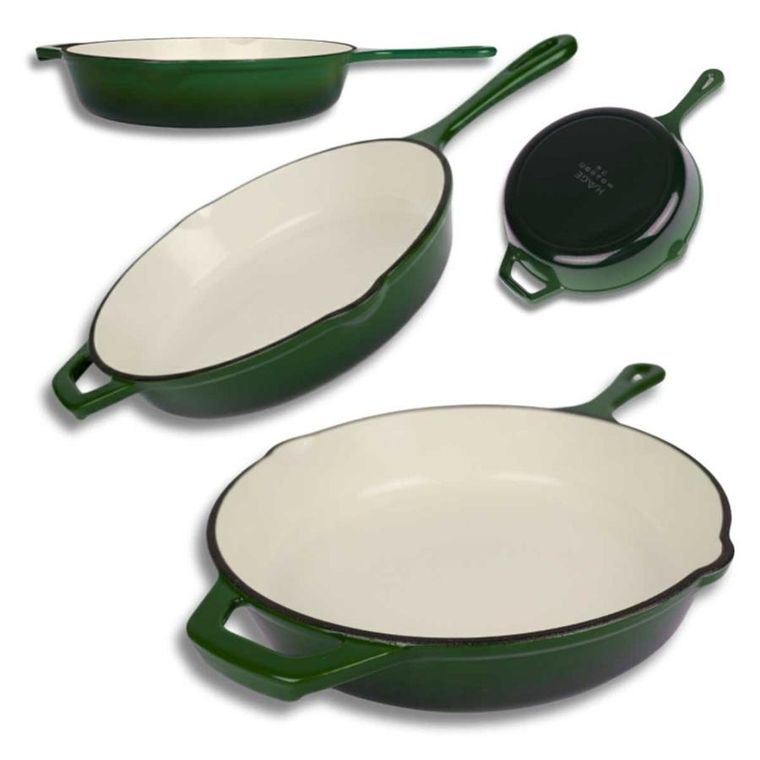 Hage, patelnia żeliwna, emaliowana, zielona, 26 cm