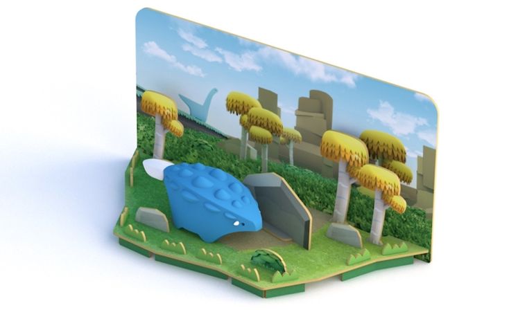 HalfToys, magnetyczna figurka do składania z makietą, Dinozaur Ankylozaur, 5 elementów