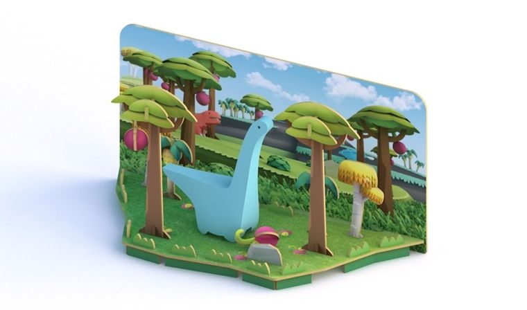 HalfToys, magnetyczna figurka do składania z makietą, Dinozaur Diplodok, 5 elementów