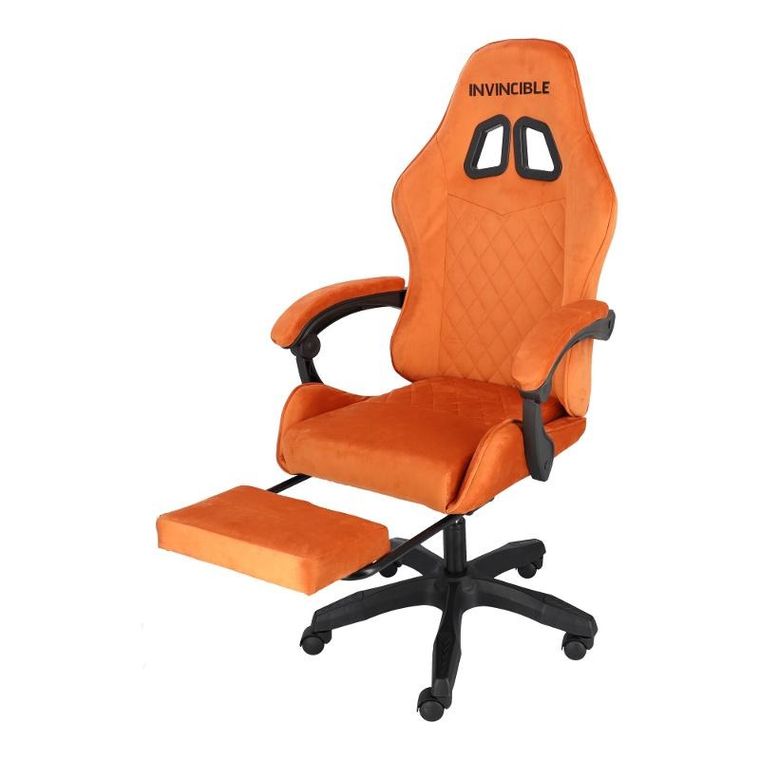 HaloFuture, fotel gamingowy, z podnóżkiem, brązowy