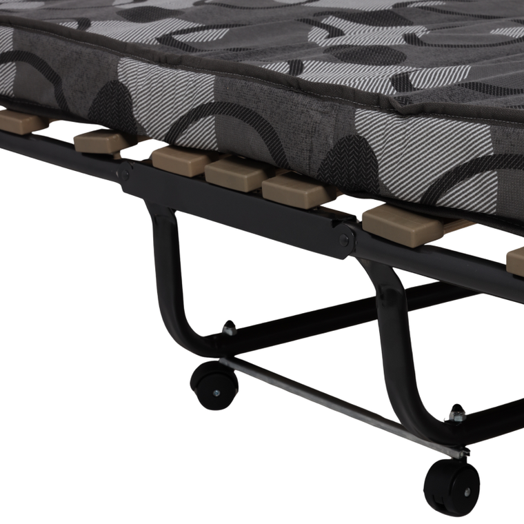 HaloFuture, łóżko gościnne, turystyczne, składane z materacem i kółkami, szary, 80-190 cm