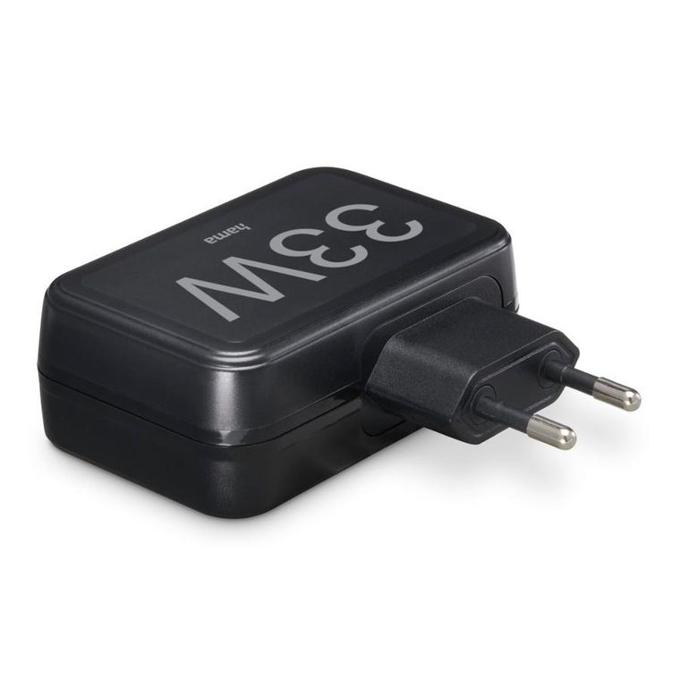 Hama, 33W, ładowarka sieciowa, 4xUSB‑A, czarna