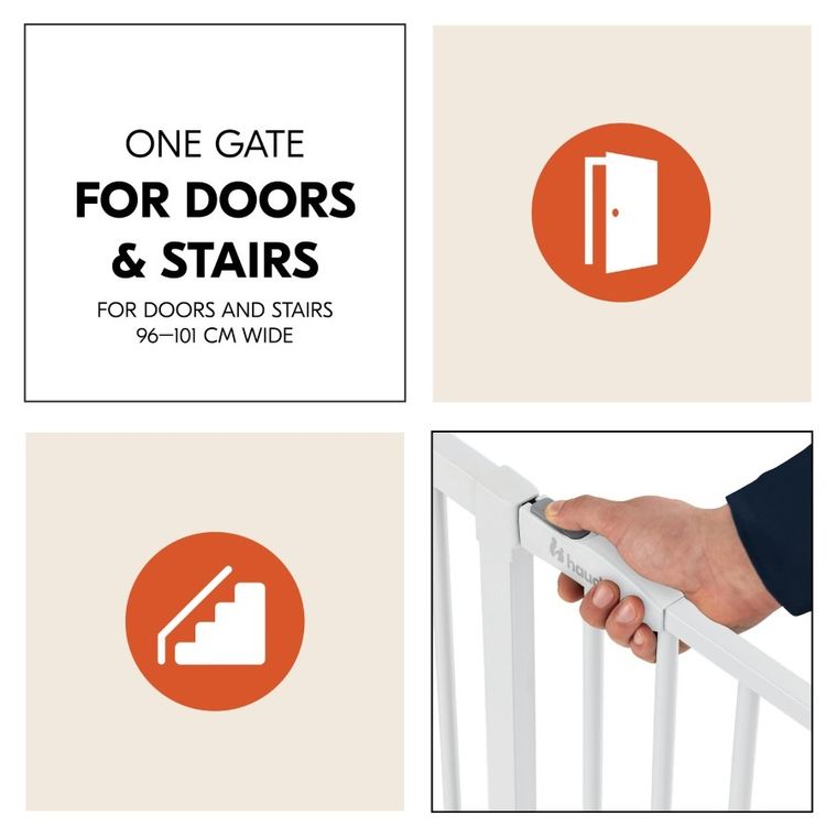 Hauck, Open N Stop 2, bramka zabezpieczająca, 21 cm rozszerzenie, white