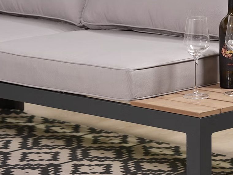 Hedo, narożnik ogrodowy na taras ze stolikiem i poduszkami, 6 osobowy