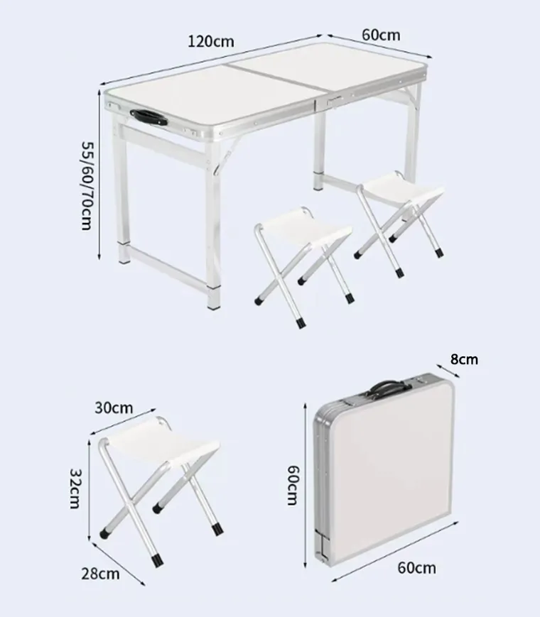 Hedo, zestaw stół turystyczny i 4 krzesła, składany w walizkę, 5w1, czarny