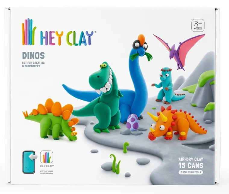 Hey Clay, Dinozaury, masa plastyczna, 15 szt.