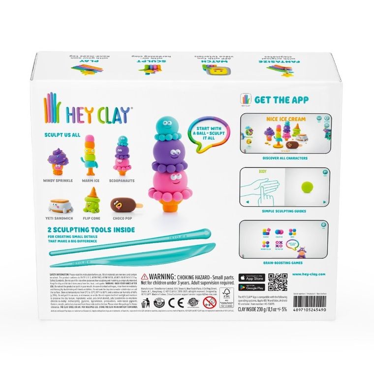 Hey Clay, Lody, masa plastyczna, 15 szt. + królik i błazenek GRATIS, zestaw promocyjny