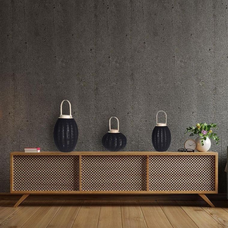 Home Styling Collection, lampion ze szklanym wkładem, czarny, 22-24 cm