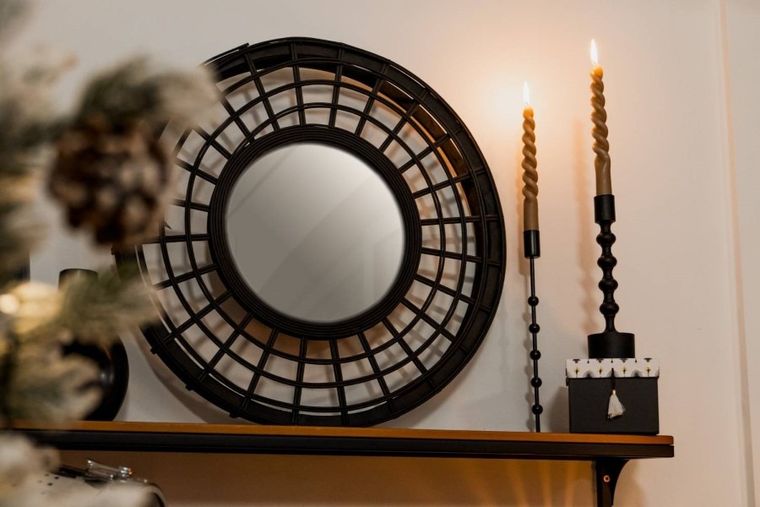 Home Styling Collection, świecznik na długą świeczkę, aluminiowy czarny, 23.5 cm