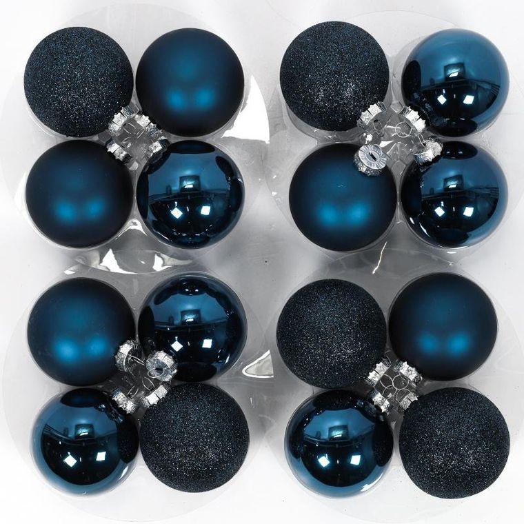 Home Styling Collection, szklane bombki świąteczne, niebieskie, 8 cm, 16 szt.