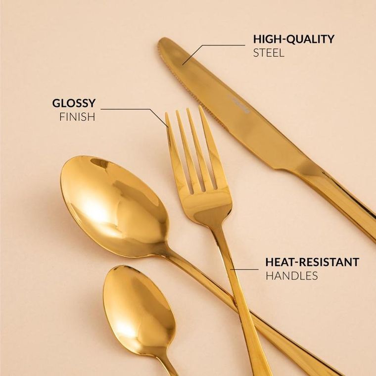 Homla, Abele, sztućce, złote, 16 szt.