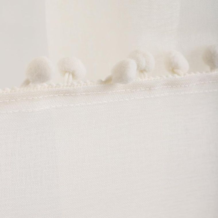 Homla, Adi, firanka, z pomponikami kremowa, 140-250 cm