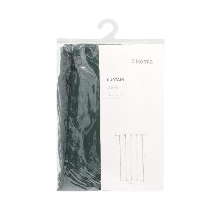 Homla, Adi, firanka, z pomponikami zielona, 140-250 cm