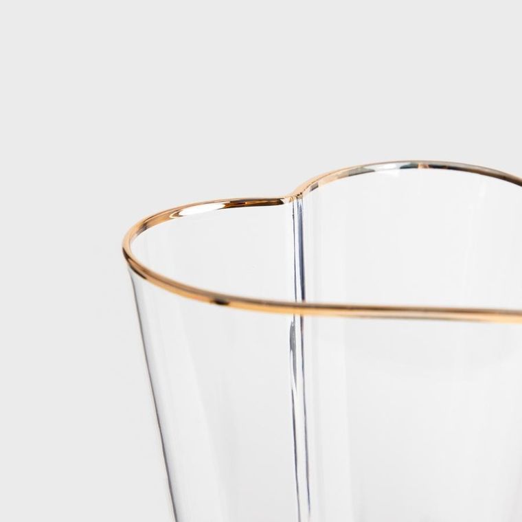 Homla, Amar, kieliszek na wino w kształcie serca ze złotym rantem, 0,3l, 726613