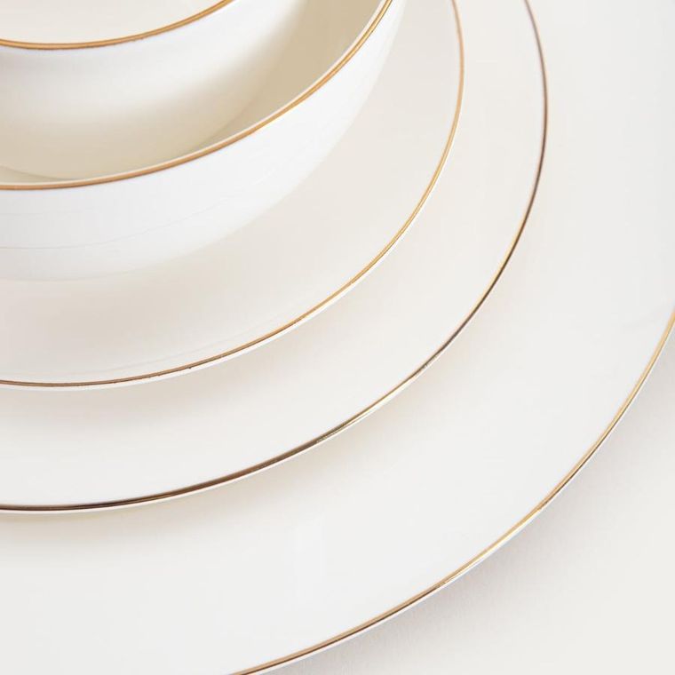 Homla, Auroo, talerz, deserowy ze złotą obwódką, 19 cm