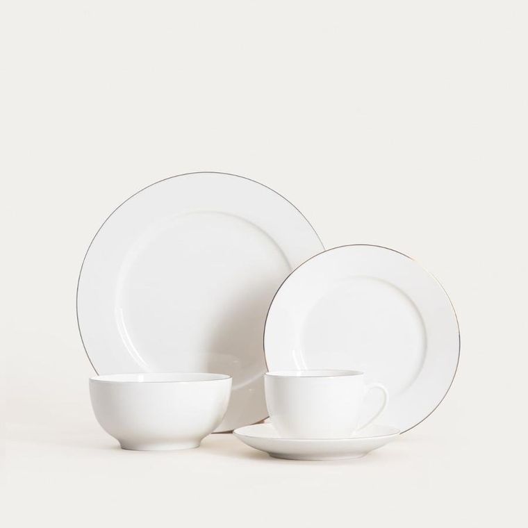 Homla, Auroo, talerz, obiadowy ze złotą obwódką, 26 cm