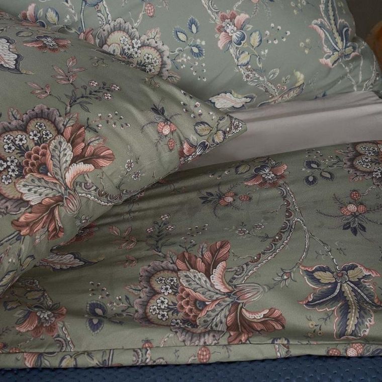 Homla, Claras, Pościel z mikrofibry szara w liście i kwiaty, 200-220 cm, SS23 997918