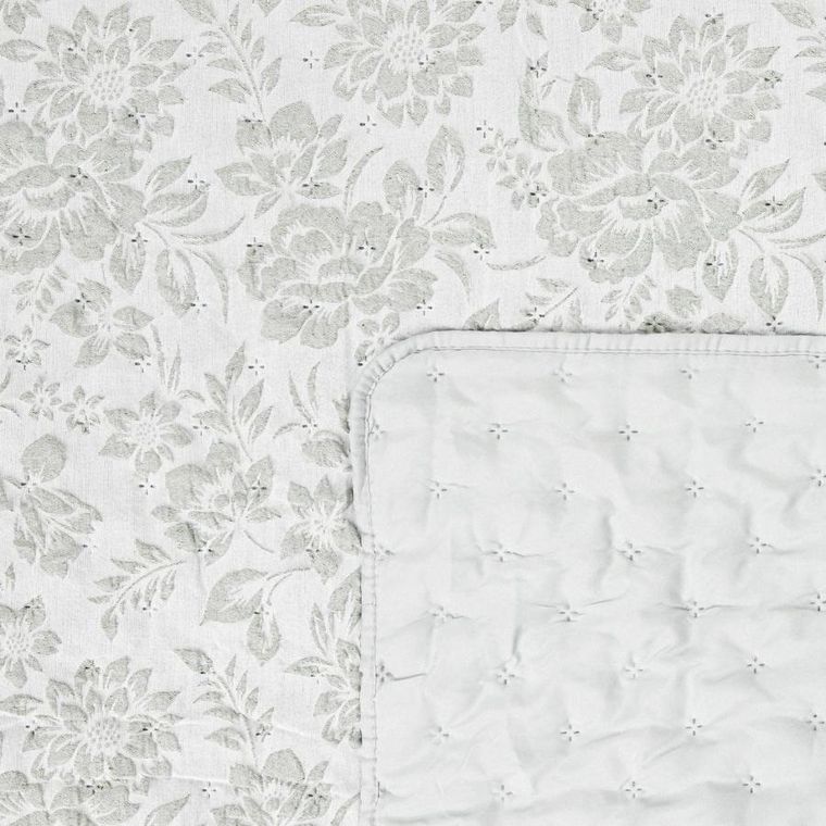 Homla, Claro, narzuta, żakardowa w kwiatowy wzór pistacjowa, 200-220 cm