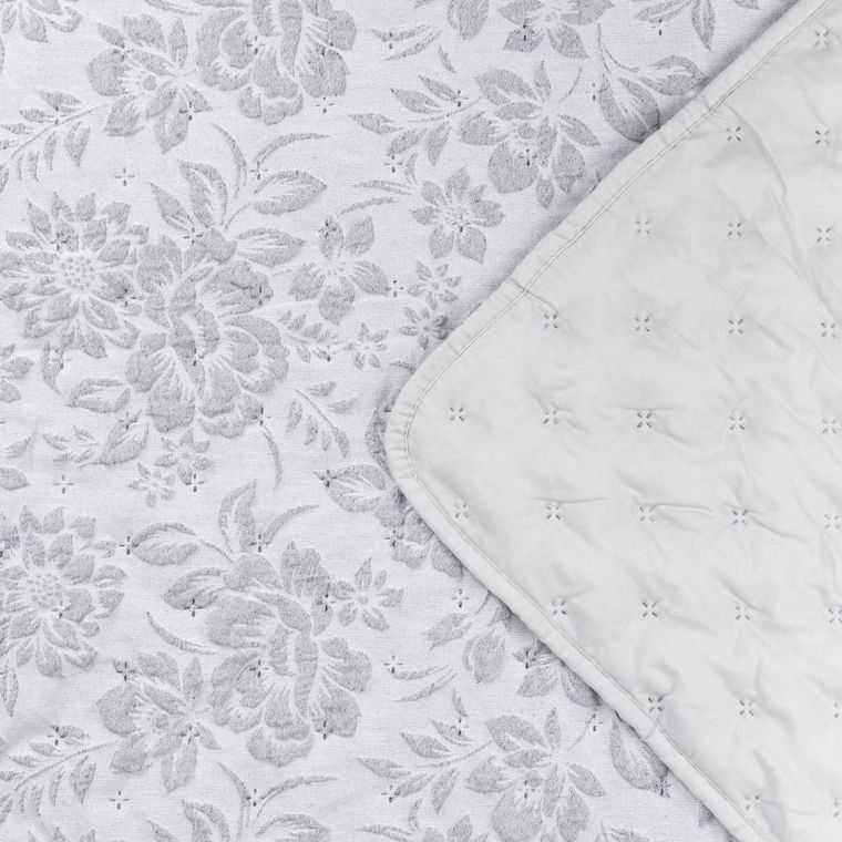 Homla, Claro, narzuta, żakardowa w kwiatowy wzór szara, 200-220 cm