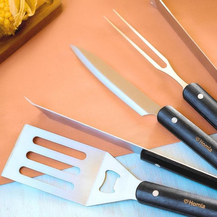 Homla, Easy Grill, bbq set do grillowania w etui, 4 elementy, 37-13 cm