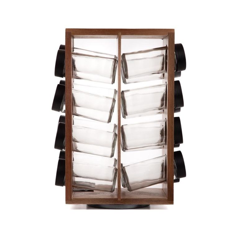 Homla, Lenne, zestaw przyprawników na stojaku obrotowym, 16 słoiczków, 28-17-12 cm