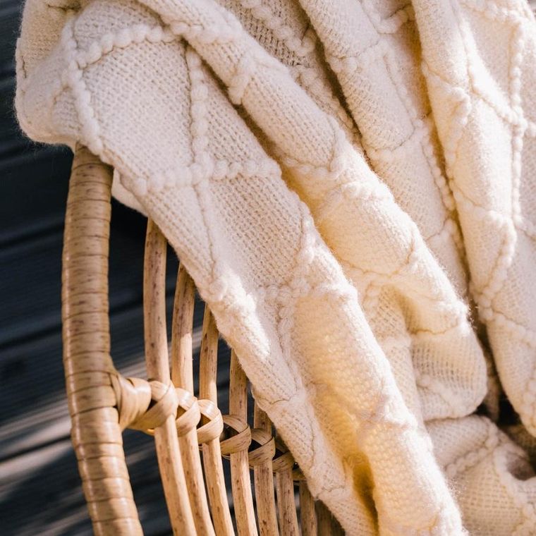 Homla, Loop, Koc beżowy w splot kulkowy, 130-170 cm, 812878