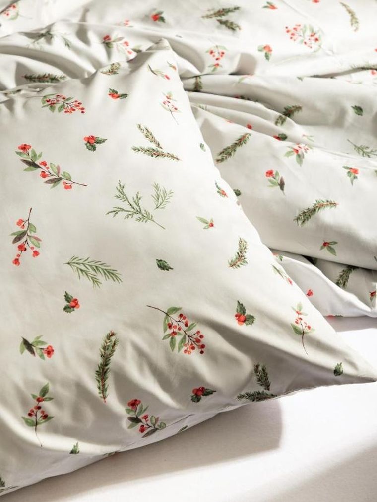 Homla, Natale, pościel, oliwkowa w świąteczny nadruk, 200-220 cm