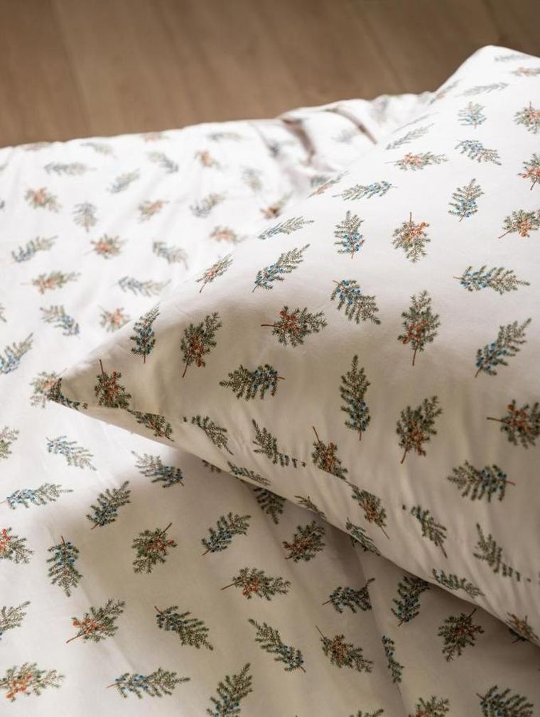 Homla, Ramoscelli, pościel, biała w świąteczny nadruk, 160-200 cm