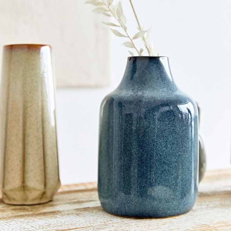 Homla, Rufus, wazon, ceramiczny granatowy, 14-14-22 cm, 888590