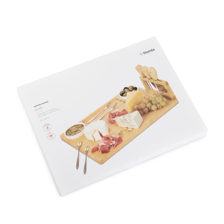 Homla, Rumi, deska do serwowania z miseczkami i nożykami, 37-28 cm