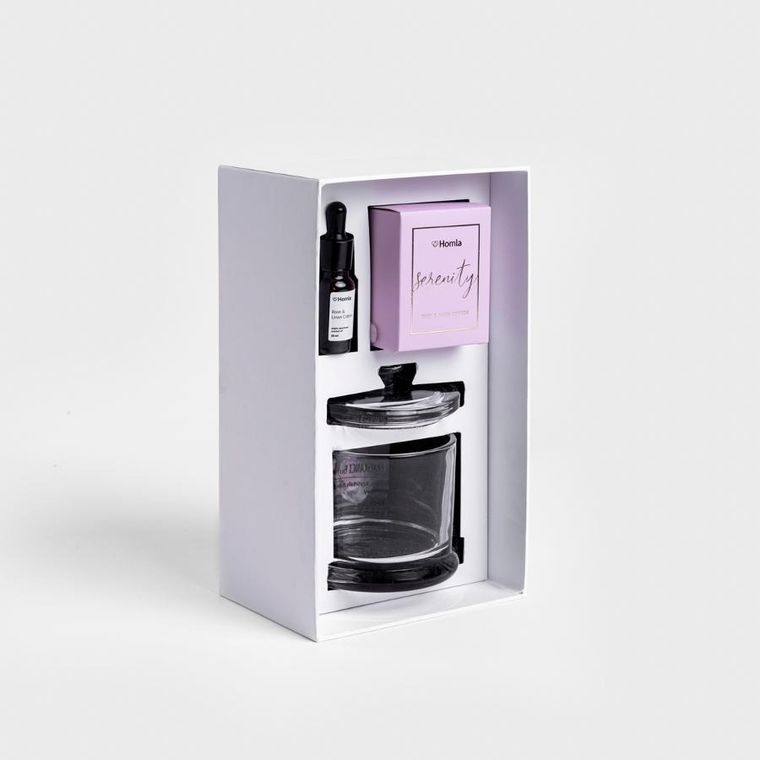 Homla, Serenity, zestaw zapachowy, Rose & Linen Cotton, 210 g + 10 ml