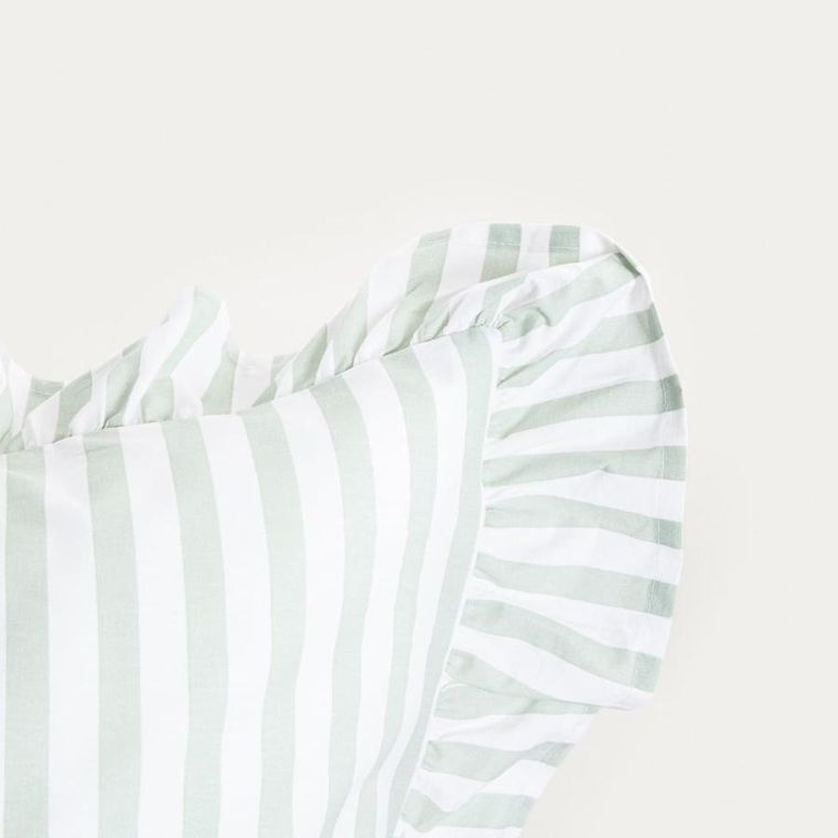 Homla, Trudy, pościel, bawełniana w pistacjowe paski z falbanką, 140-200 cm