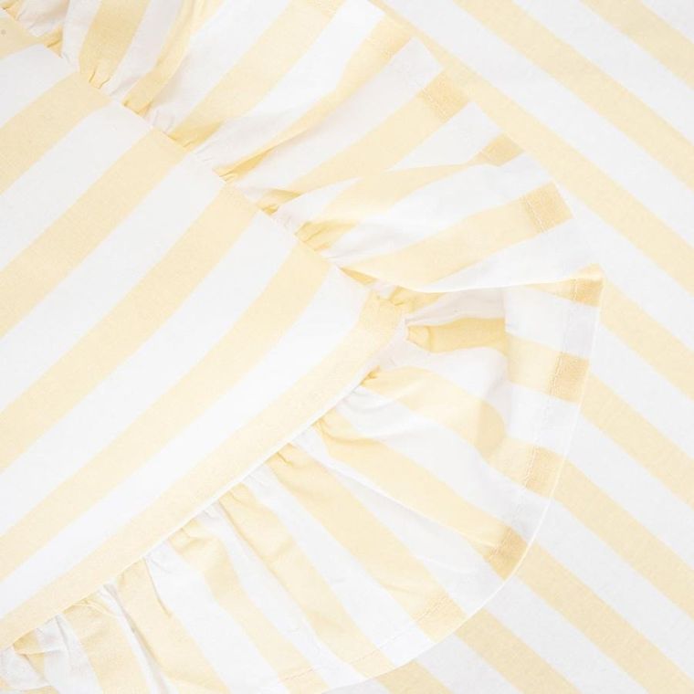 Homla, Trudy, pościel, bawełniana w żółte paski z falbanką, 140-200 cm