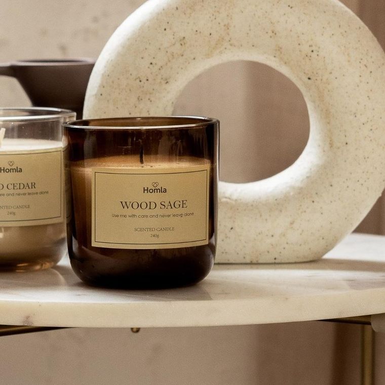 Homla, Verde, świeca zapachowa Wood Sage 240 G,