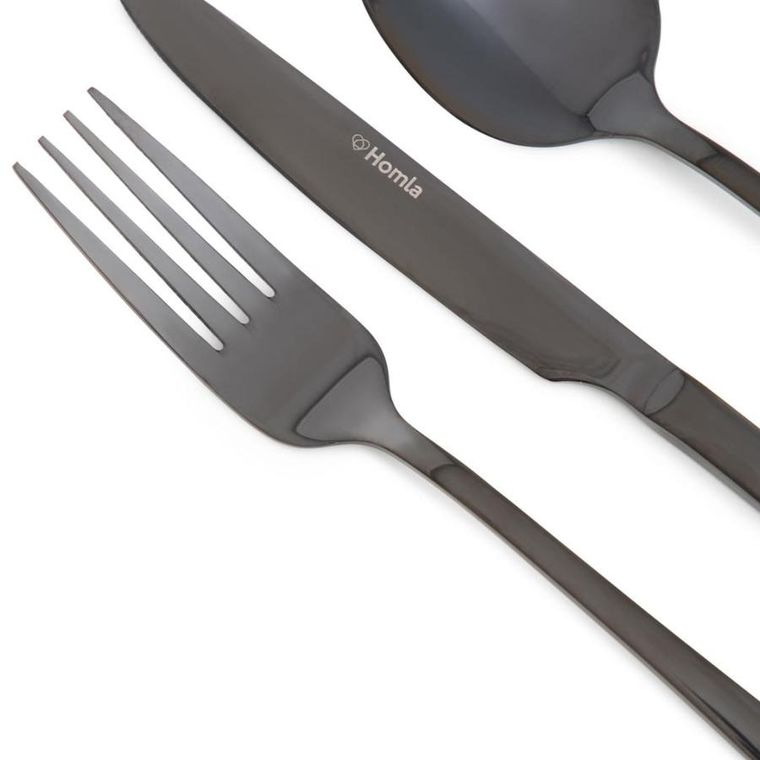 Homla,lugano, zestaw sztućców, czarnych, 24 szt.