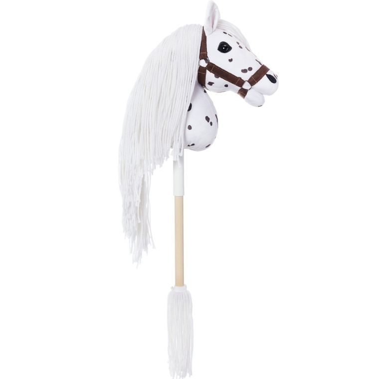 Hoppihorse, Hobby Horse, konik na kiju, A3, długowłosy, biały