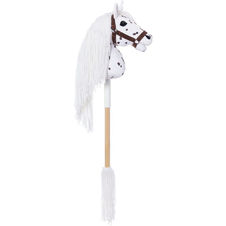 Hoppihorse, Hobby Horse, konik na kiju, A4, długowłosy, biały