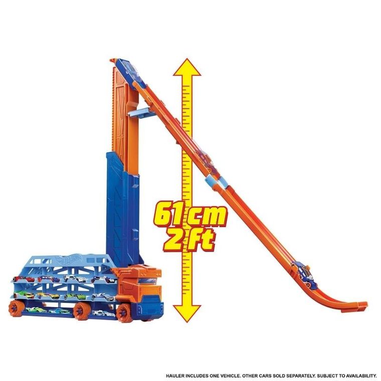 Hot Wheels City, Transporter - epicki zjazd 2w1 + 3 autka Hot Wheels GRATIS, zestaw promocyjny