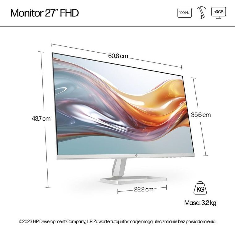 HP, monitor LED IPS 27", 527sw