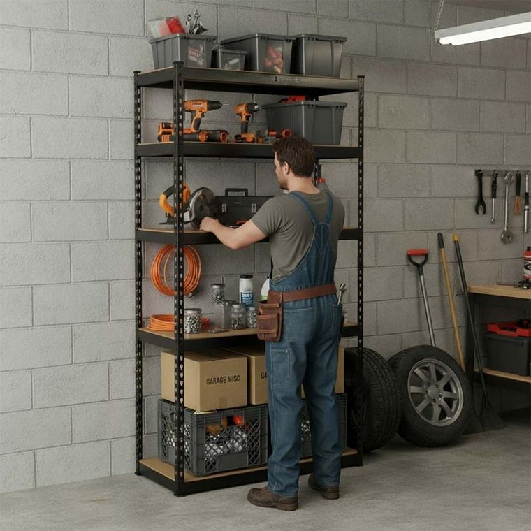 Humberg, regał magazynowy, metalowy, czarny, 183-90-40 cm, HR-853