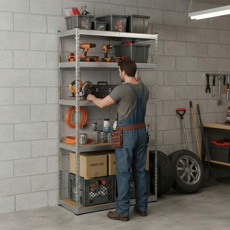 Humberg, regał magazynowy, metalowy, srebrny, 183-90-40 cm, HR-853