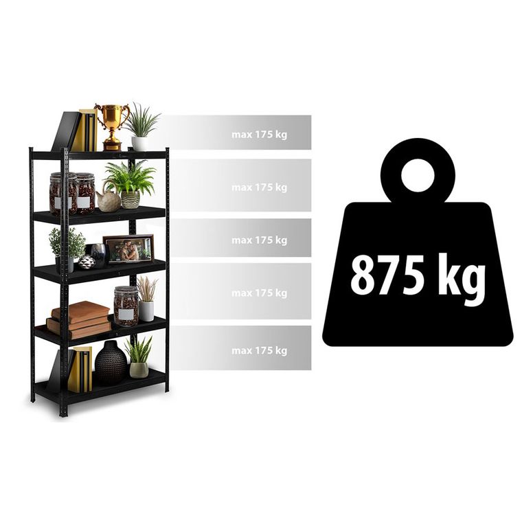 Humberg, regał metalowy magazynowy, czarny, 180-90-40 cm