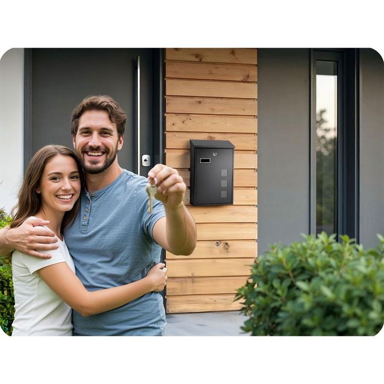 Humberg, skrzynka na listy, czarna, 39-25,5-12 cm, HM-864