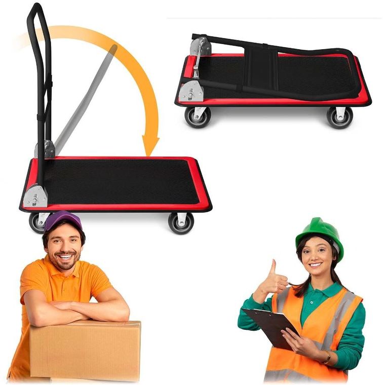 Humberg, wózek transportowy platformowy, czarno-czerwony