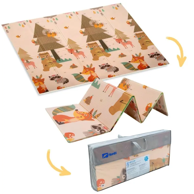 Humbi, dwustronna mata edukacyjna z pianki XPE, wieś i las, 180-200 cm