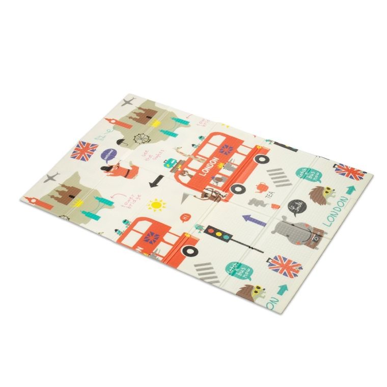 Humbi, dwustronna składana mata edukacyjna z pianki, Londyn, autobus, uliczki, miasto, 120-180-1 cm